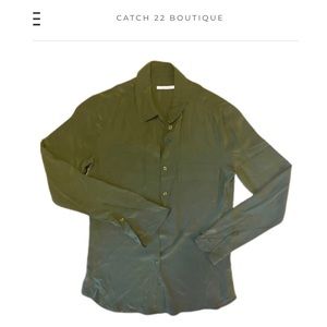 Wink Olive Green Silk Dress Shirt sz XS